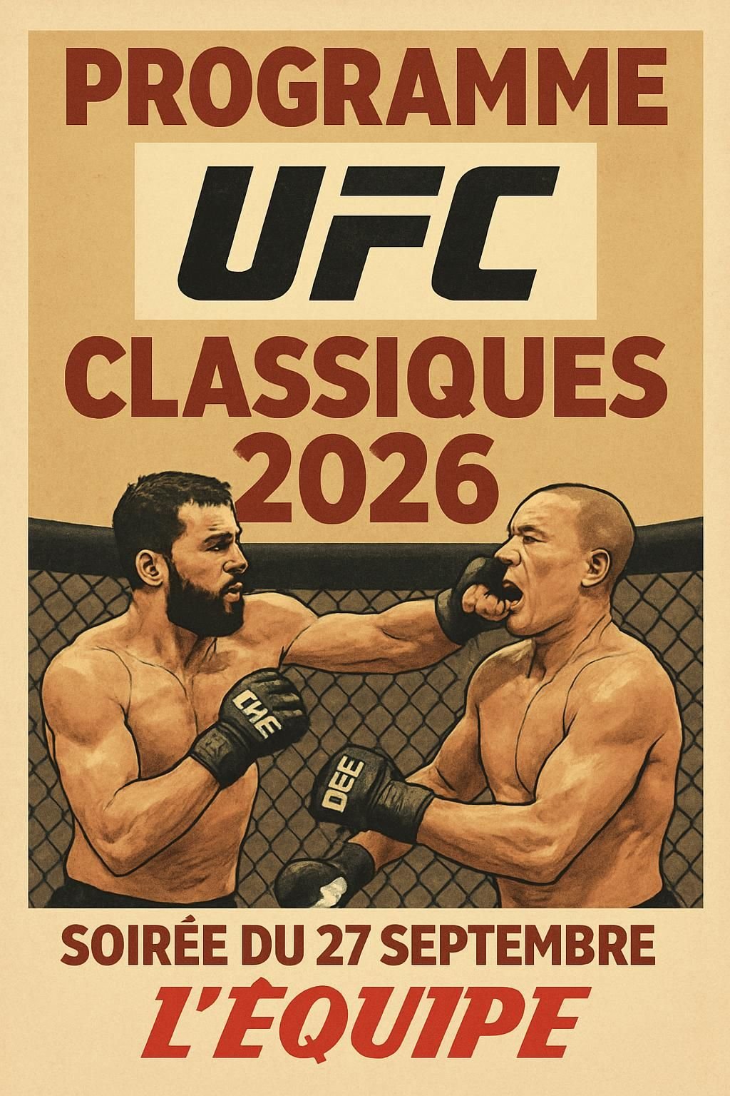 ne manquez pas les moments forts des classiques ufc ce dimanche 27 septembre 2026 sur l'équipe. retrouvez les résumés détaillés et le programme complet pour revivre l'intensité du mma.